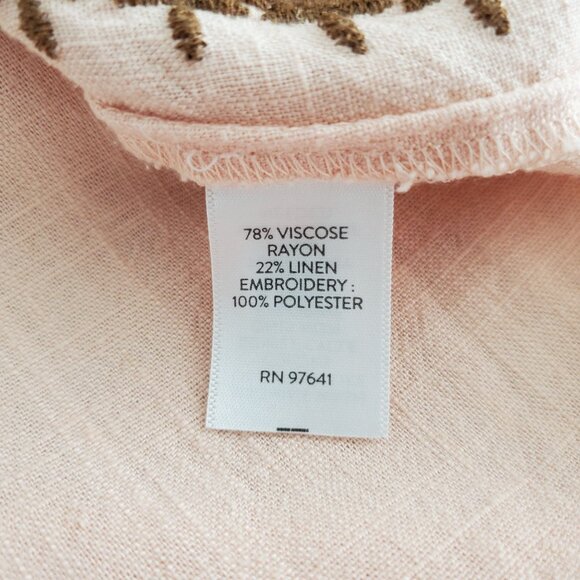 J.Jill Womens Peach Embroidered Short Sleeve Peasant Blouse Size L Pullover - Picture 4 of 9